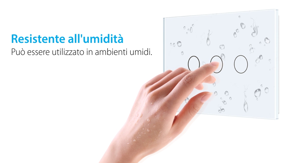 Triplo deviatore / invertitore touch Livolo in vetro, standard italiano – Nuova serie