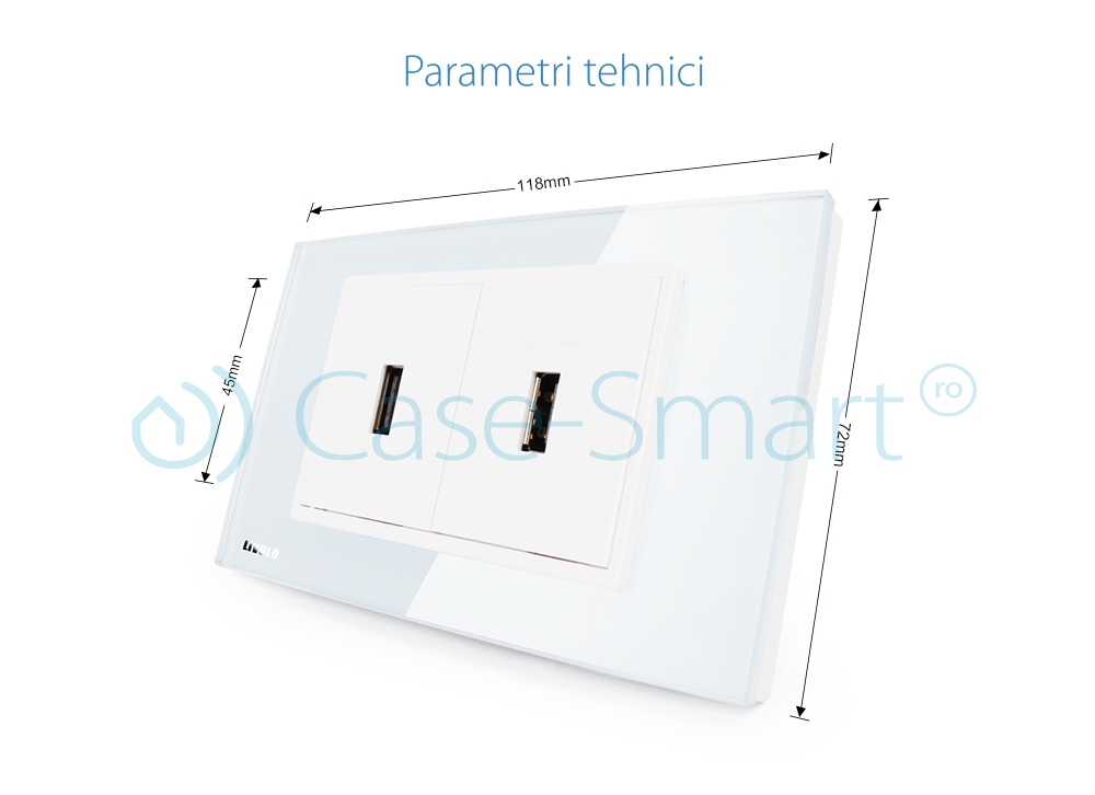 Doppia presa USB Livolo con cornice in vetro – standard italiano