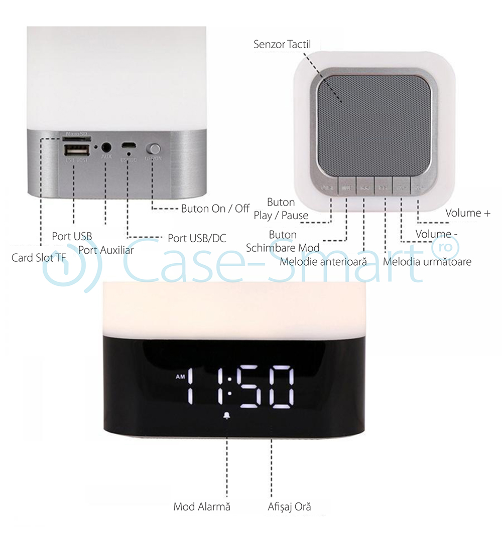 Cassa portatile e lampada Red Sun DY-28 con touch, sveglia e Bluetooth