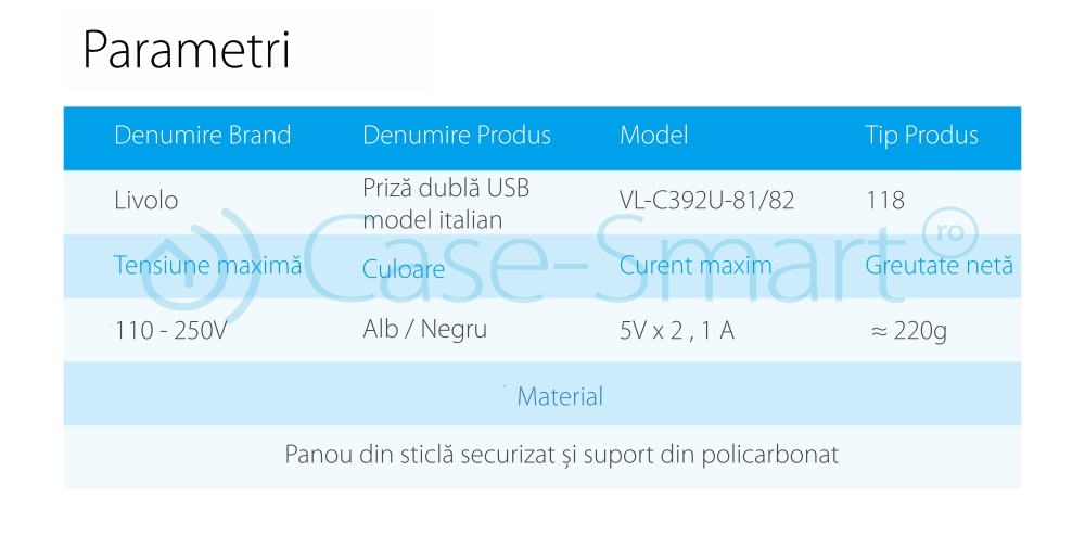 Doppia presa USB Livolo con cornice in vetro – standard italiano