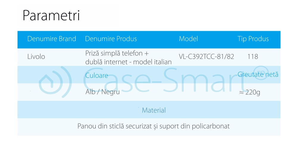 Presa telefonica + doppia presa internet Livolo con cornice in vetro – standard italiano