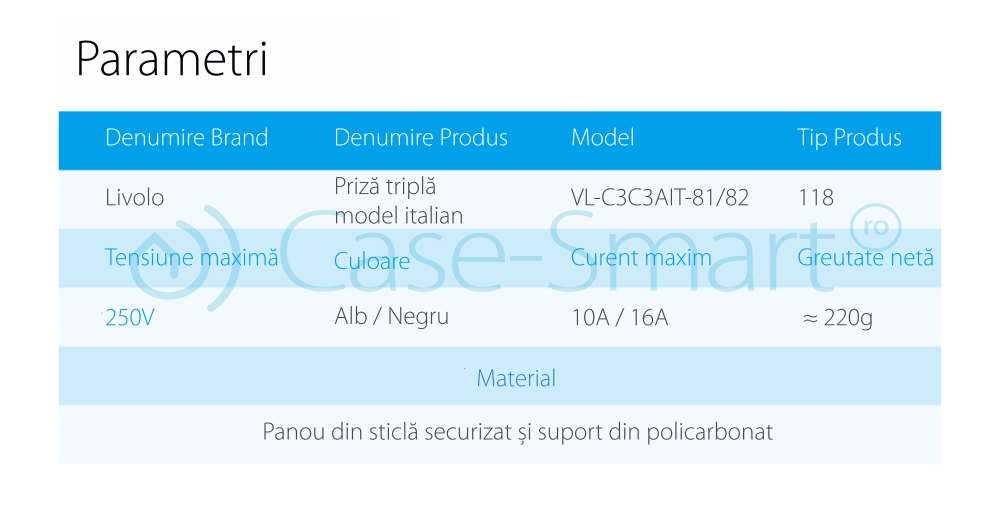 Presa tripla italiana Livolo con cornice in vetro – standard italiano