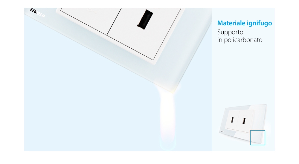 Doppia presa USB Livolo con cornice in vetro – standard italiano