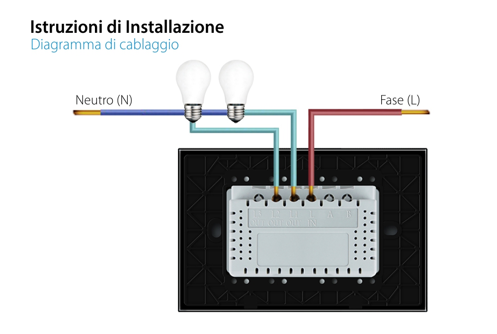 Interruttore Doppio con Dimmer Touch Livolo in Vetro – Standard Italiano