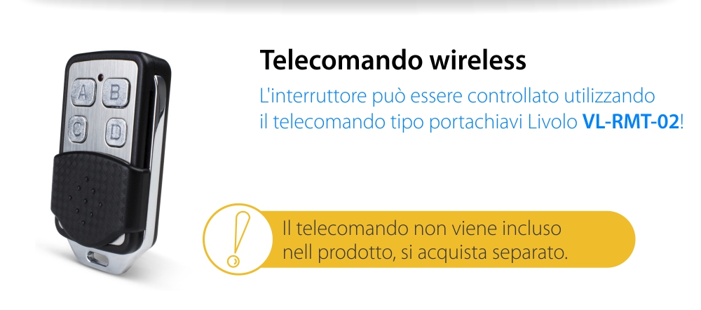 Deviatore / invertitore wireless con touch in vetro Livolo – standard italiano