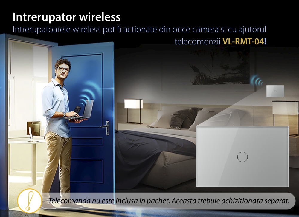 Interruttore deviatore / invertitore wireless con touch in vetro Livolo – standard italiano