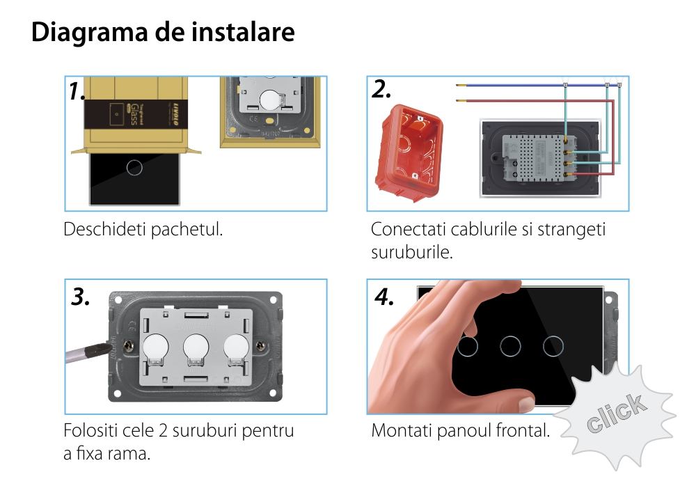 Interruttore triplo deviatore / invertitore touch Livolo in vetro, standard italiano – Nuova serie