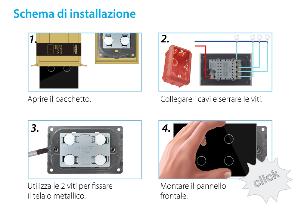 Interruttore quadruplo con touch in vetro Livolo – standard italiano