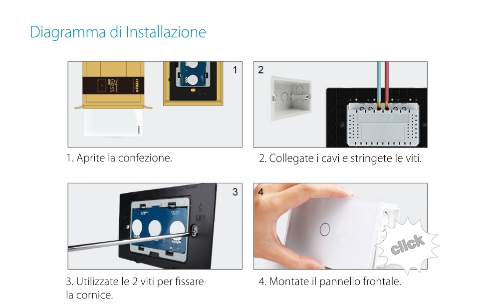 Interruttore Doppio con Dimmer Touch Livolo in Vetro – Standard Italiano
