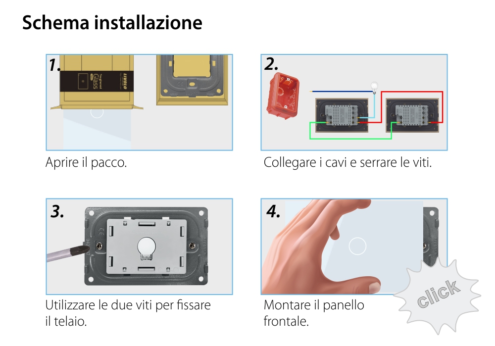 Deviatore / invertitore wireless con touch in vetro Livolo – standard italiano