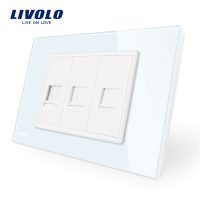 Presa telefonica + doppia presa internet Livolo con cornice in vetro – standard italiano