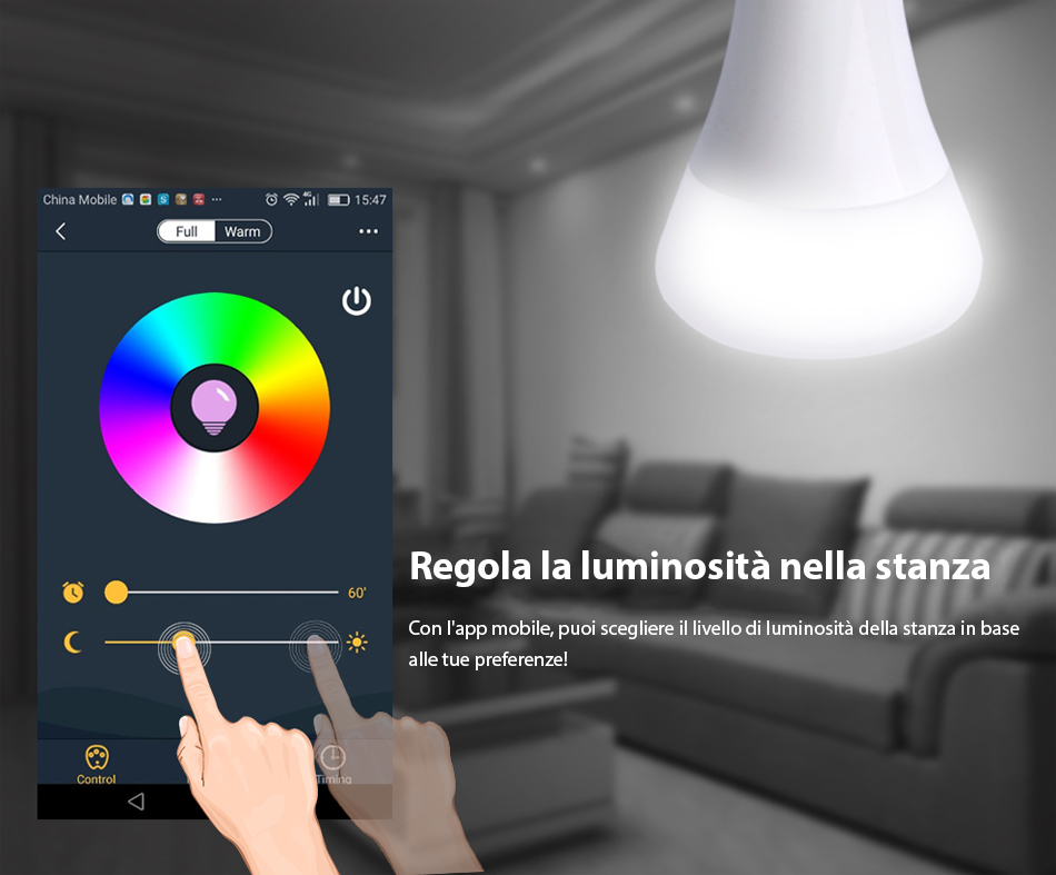 Lampadina LED RGB wireless Red Sun, controllo tramite app mobile Red Sun RS-P0105-5W