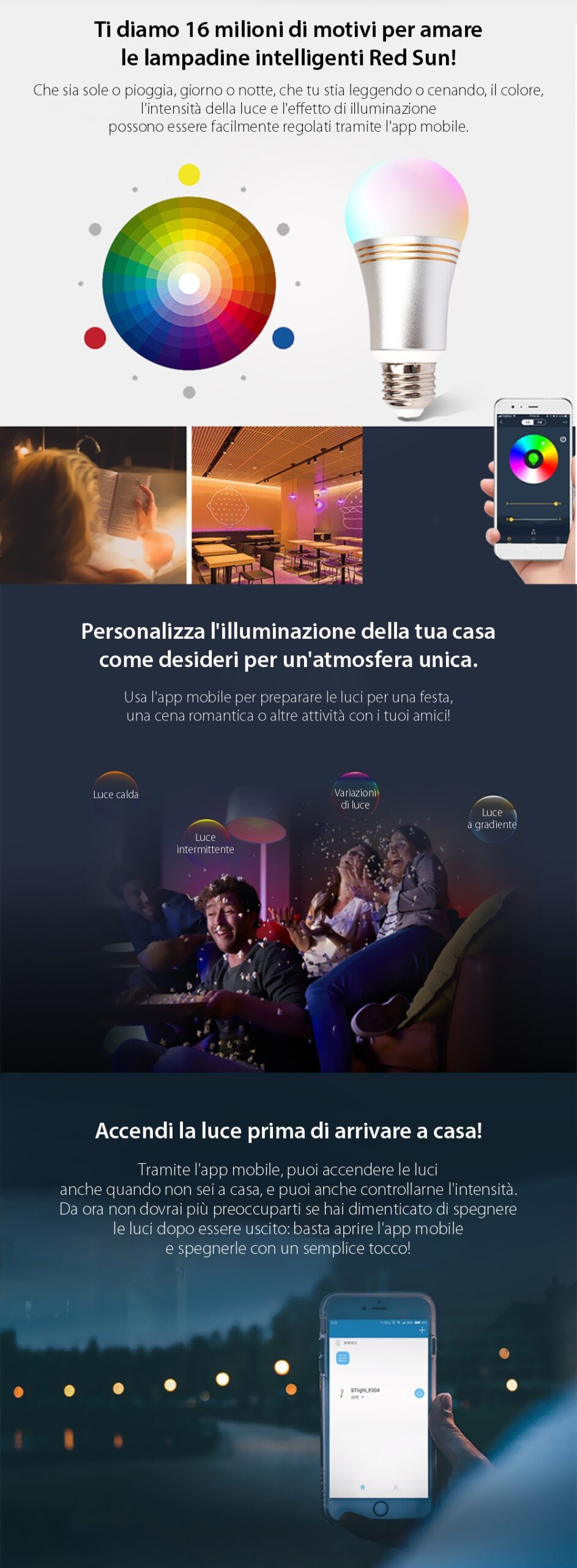 Lampadina LED Wi-Fi ovale RGB Red Sun, controllo tramite app mobile Red Sun RS-P110-5W