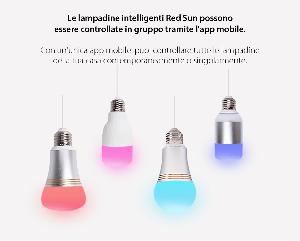 Lampadina LED Wi-Fi ovale RGB Red Sun, controllo tramite app mobile Red Sun RS-P110-5W