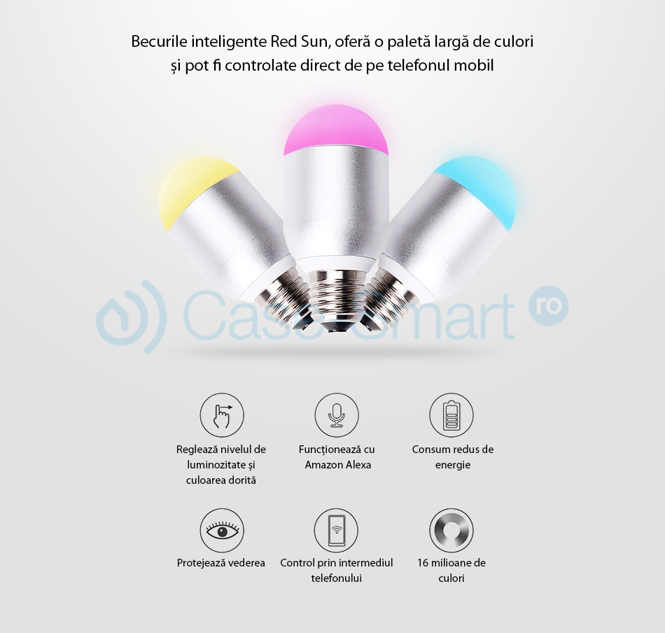 Lampadina LED Wi-Fi ovale RGB Red Sun, controllo tramite app mobile Red Sun RS-P110-5W