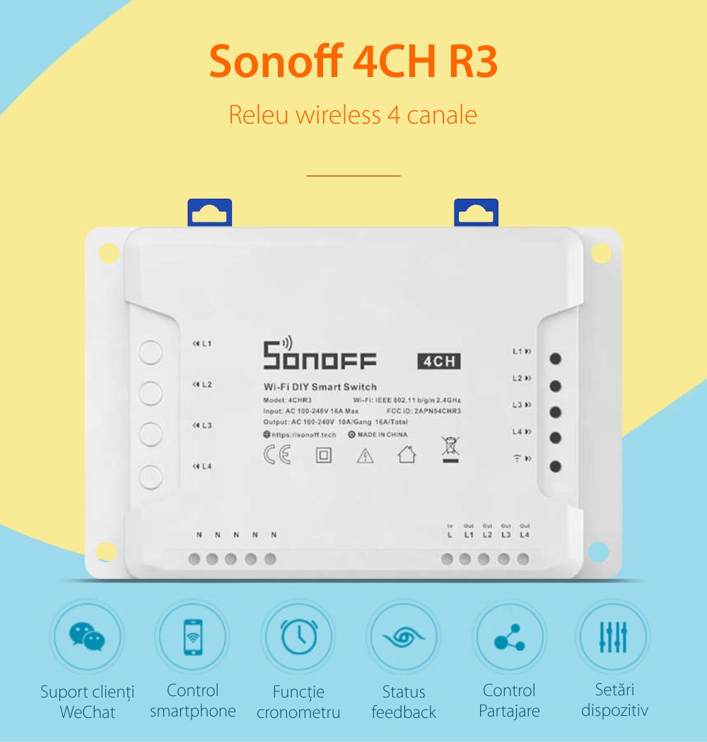 Relè wireless a 4 canali – Sonoff 4CH R3