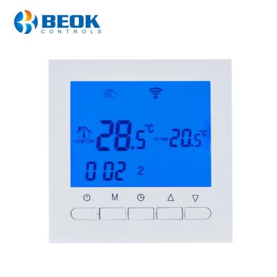 Termostato WiFi per caldaia a gas e riscaldamento a pavimento, Applicazione mobile Smart Life, BeOk BOT-313WiFi colore blu