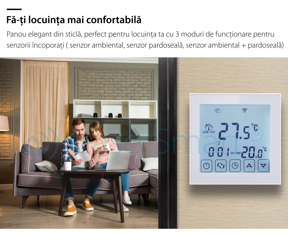 Termostato Wi-Fi per riscaldamento elettrico a pavimento BeOk TDS23WIFI-EP, Tuya