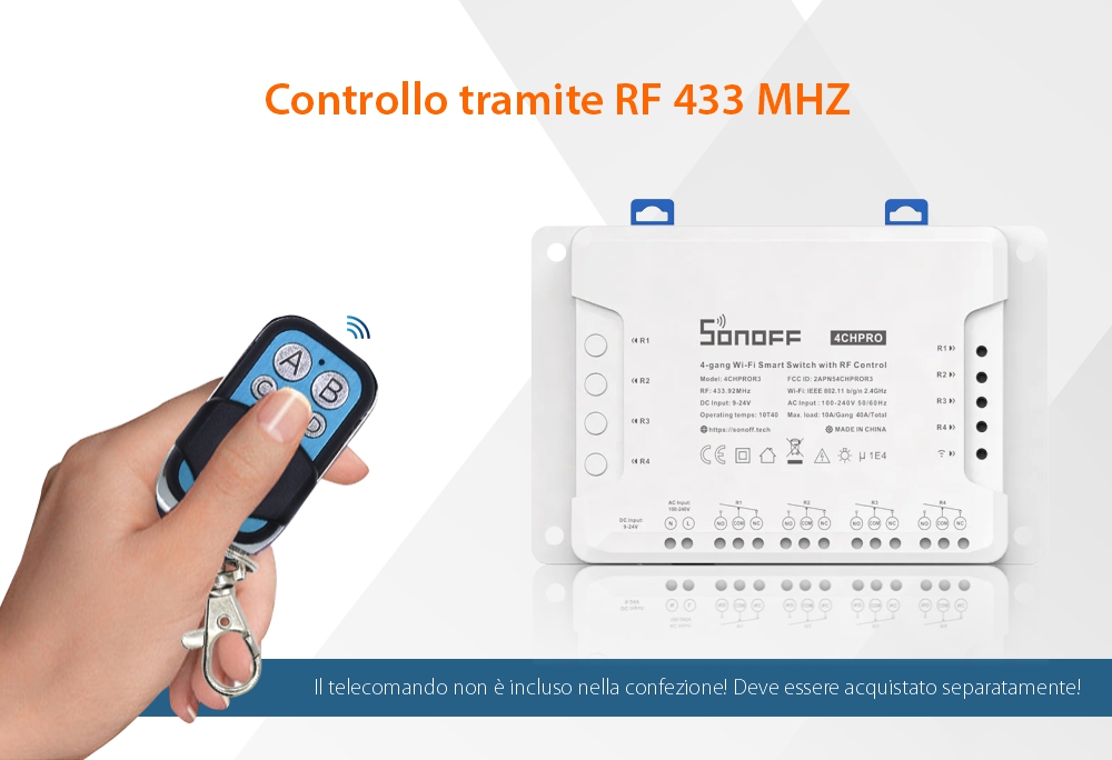 Relè Wireless a 4 canali Sonoff 4CH Pro R3