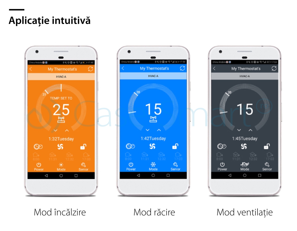 Termostato cablato per condizionatore d’aria BeOk TDS23WiFi-AC, Applicazione mobile Smart Life, compatibile con sistemi HVAC