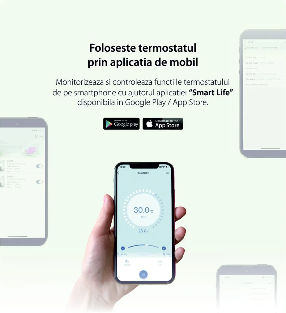 Termostato cablato per condizionatore d’aria BeOk TDS23WiFi-AC, Applicazione mobile Smart Life, compatibile con sistemi HVAC