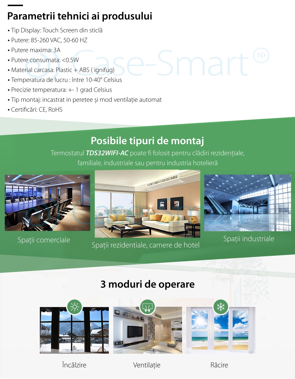 Termostato cablato per condizionatore d’aria BeOk TDS23WiFi-AC, Applicazione mobile Smart Life, compatibile con sistemi HVAC