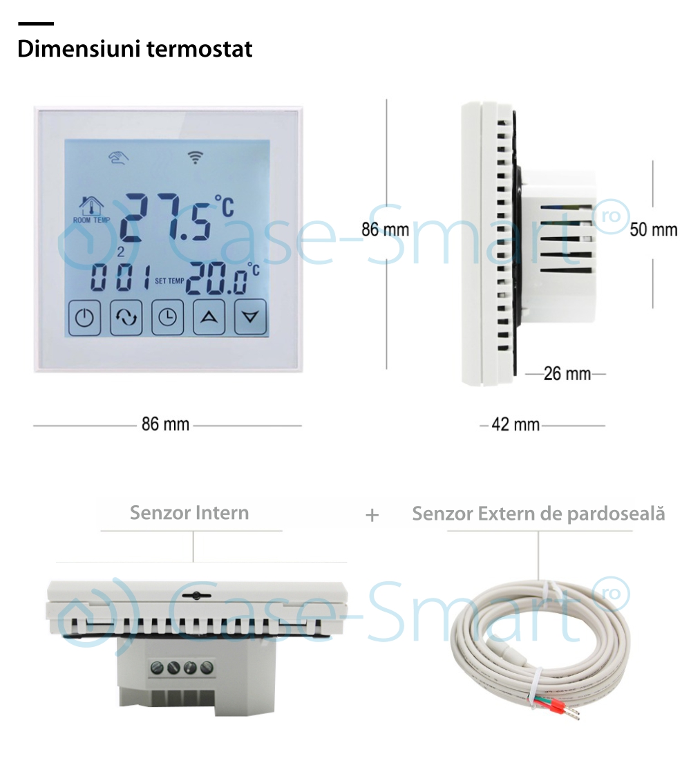 Termostato Wi-Fi per riscaldamento elettrico a pavimento BeOk TDS23WIFI-EP, Tuya