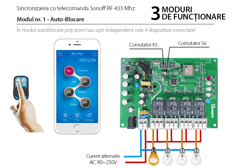 Relè Wireless a 4 canali Sonoff 4CH Pro R3