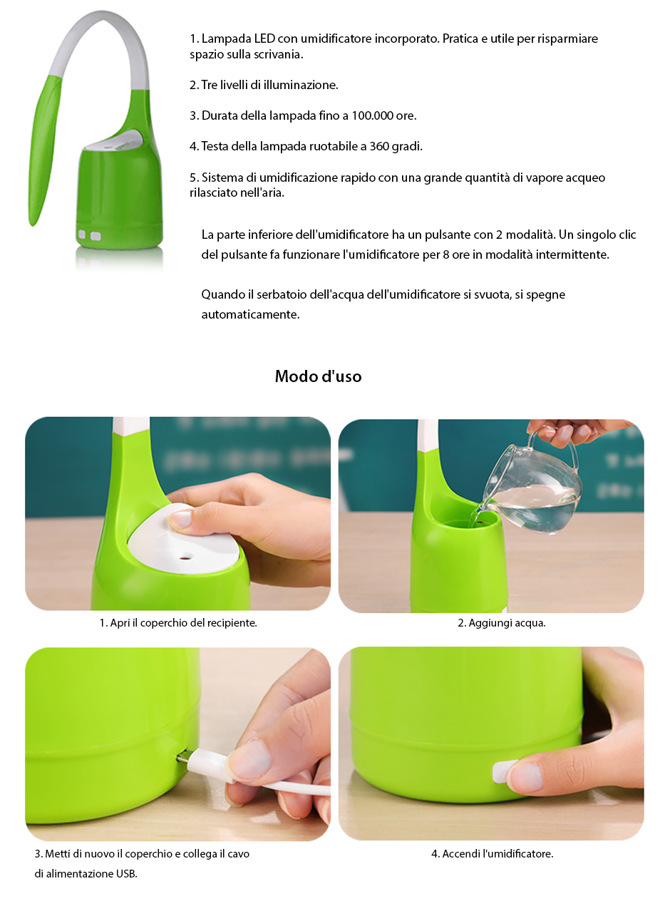 Lampada LED per scrivania con umidificatore d’aria RedSun RS-Q20