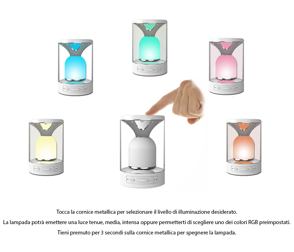 Lampada touch e altoparlante portatile RedSun RS-WBSL-C08