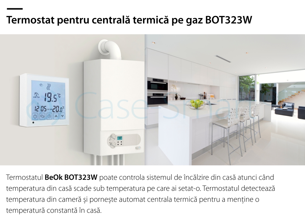 Termostato per caldaia a gas e riscaldamento a pavimento BeOK BOT-323W
