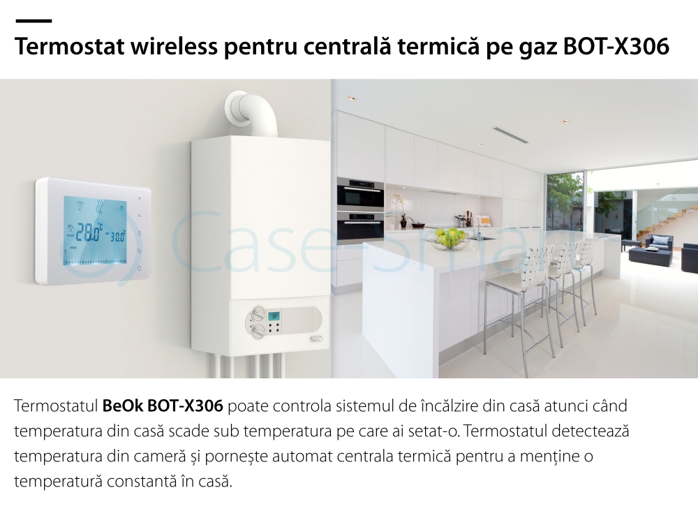Termostato per caldaia a gas e riscaldamento a pavimento BeOK BOT-X306