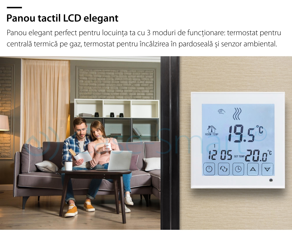 Termostato per caldaia a gas e riscaldamento a pavimento BeOK BOT-323W