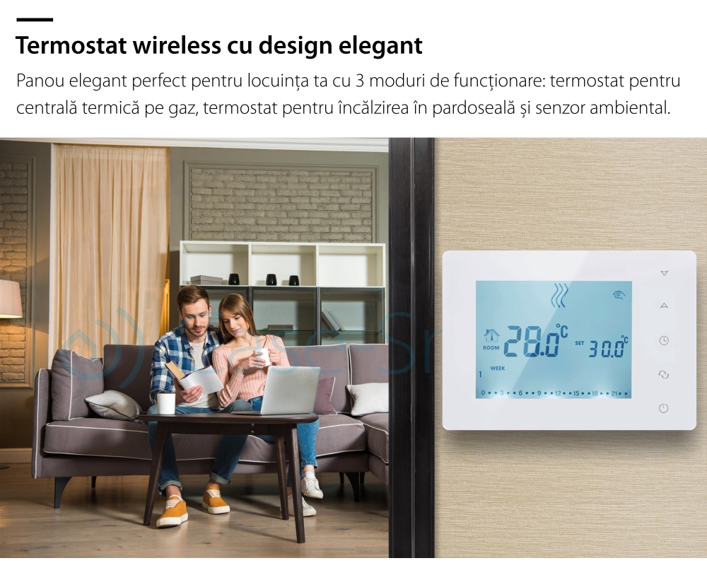 Termostato per caldaia a gas e riscaldamento a pavimento BeOK BOT-X306