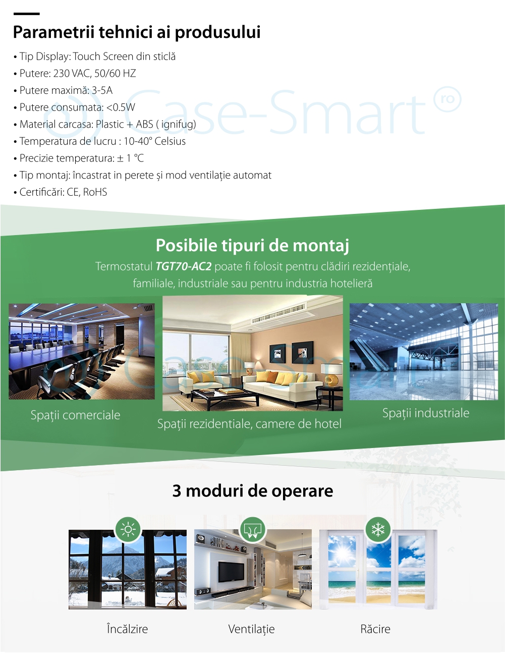 Termostato con cavo per aria condizionata BeOk TGT70-AC2, compatibile con sistemi HVAC.