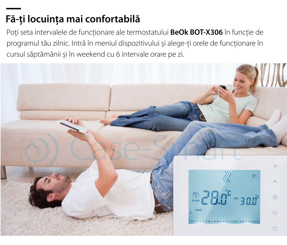 Termostato per caldaia a gas e riscaldamento a pavimento BeOK BOT-X306