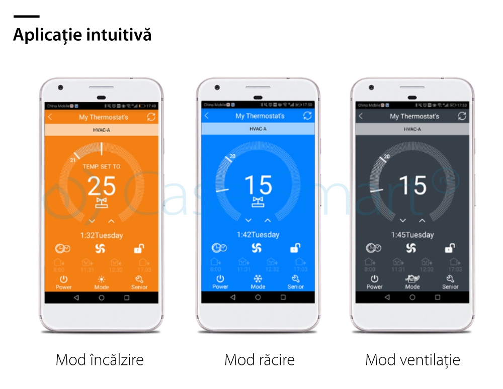 Termostato cablato per aria condizionata BeOk TGT70WIFI-AC2, Applicazione mobile Smart Life, Compatibile con sistemi HVAC