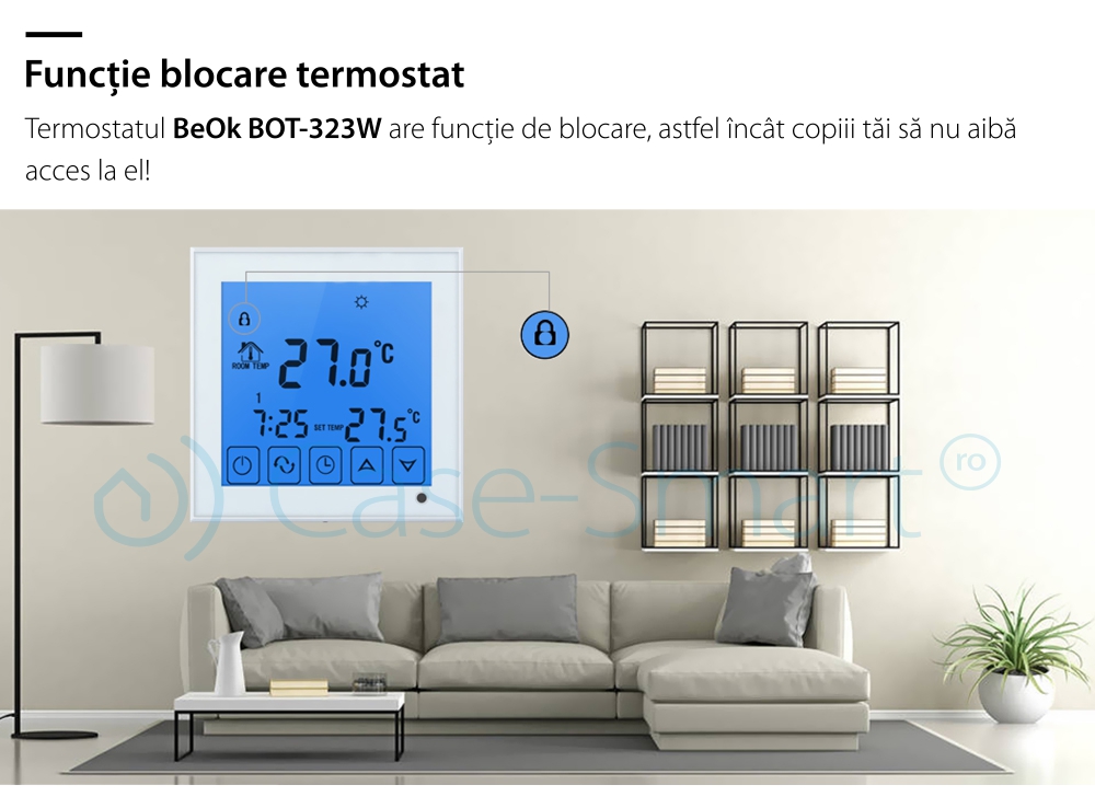 Termostato per caldaia a gas e riscaldamento a pavimento BeOK BOT-323W
