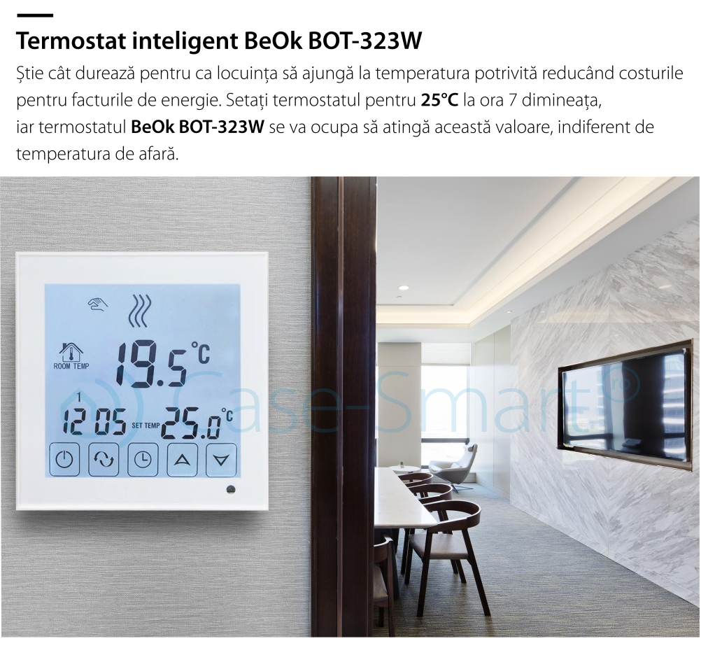 Termostato per caldaia a gas e riscaldamento a pavimento BeOK BOT-323W