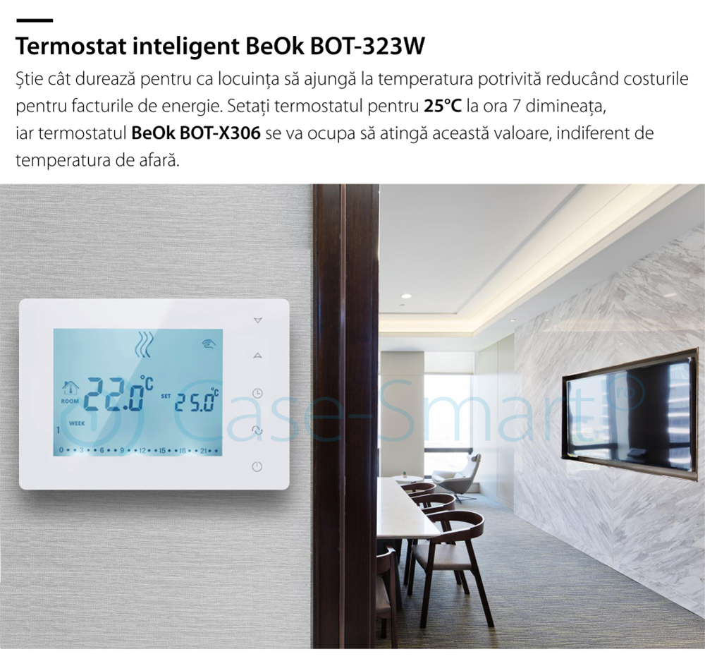 Termostato per caldaia a gas e riscaldamento a pavimento BeOK BOT-X306