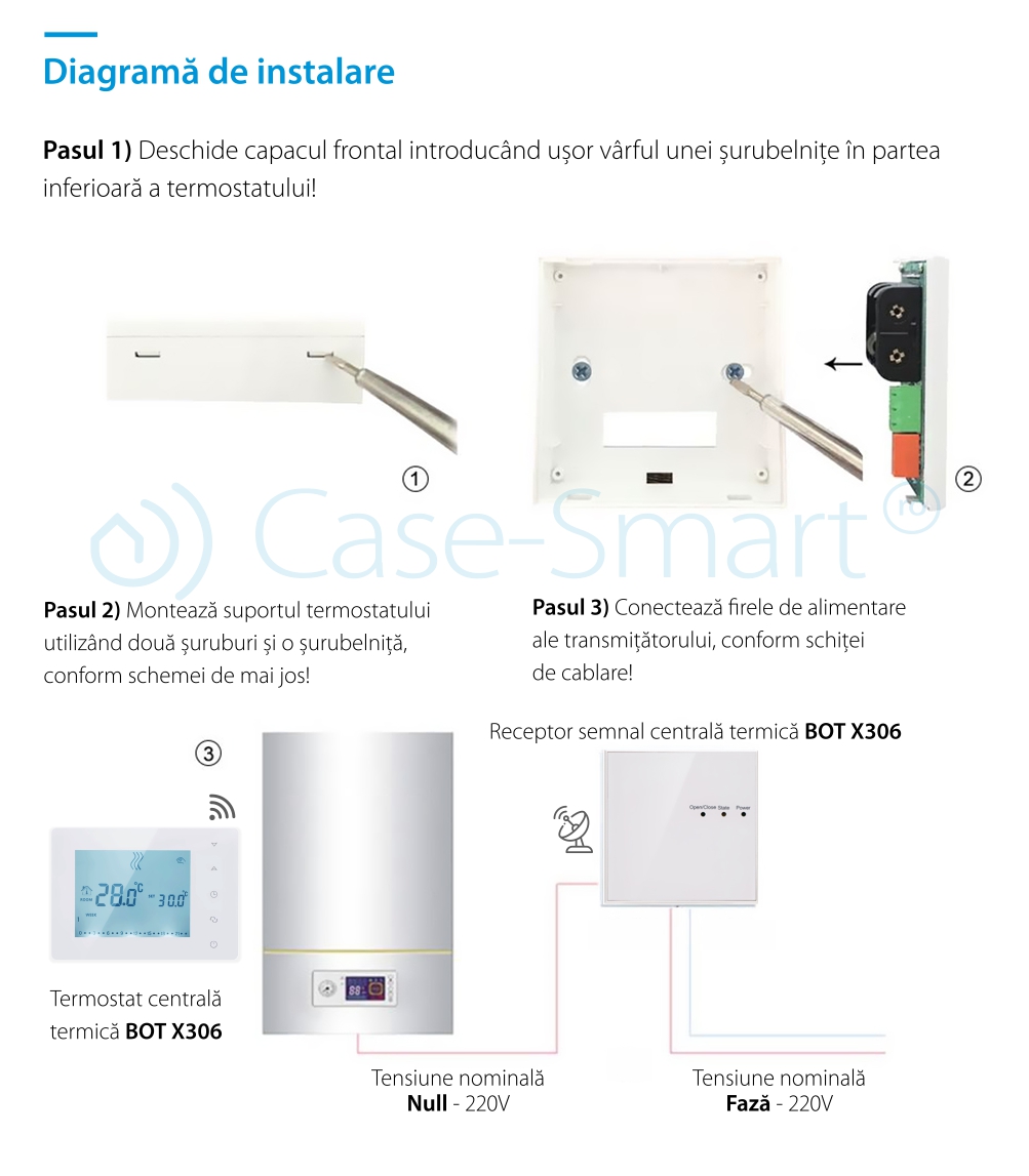 Termostato per caldaia a gas e riscaldamento a pavimento BeOK BOT-X306