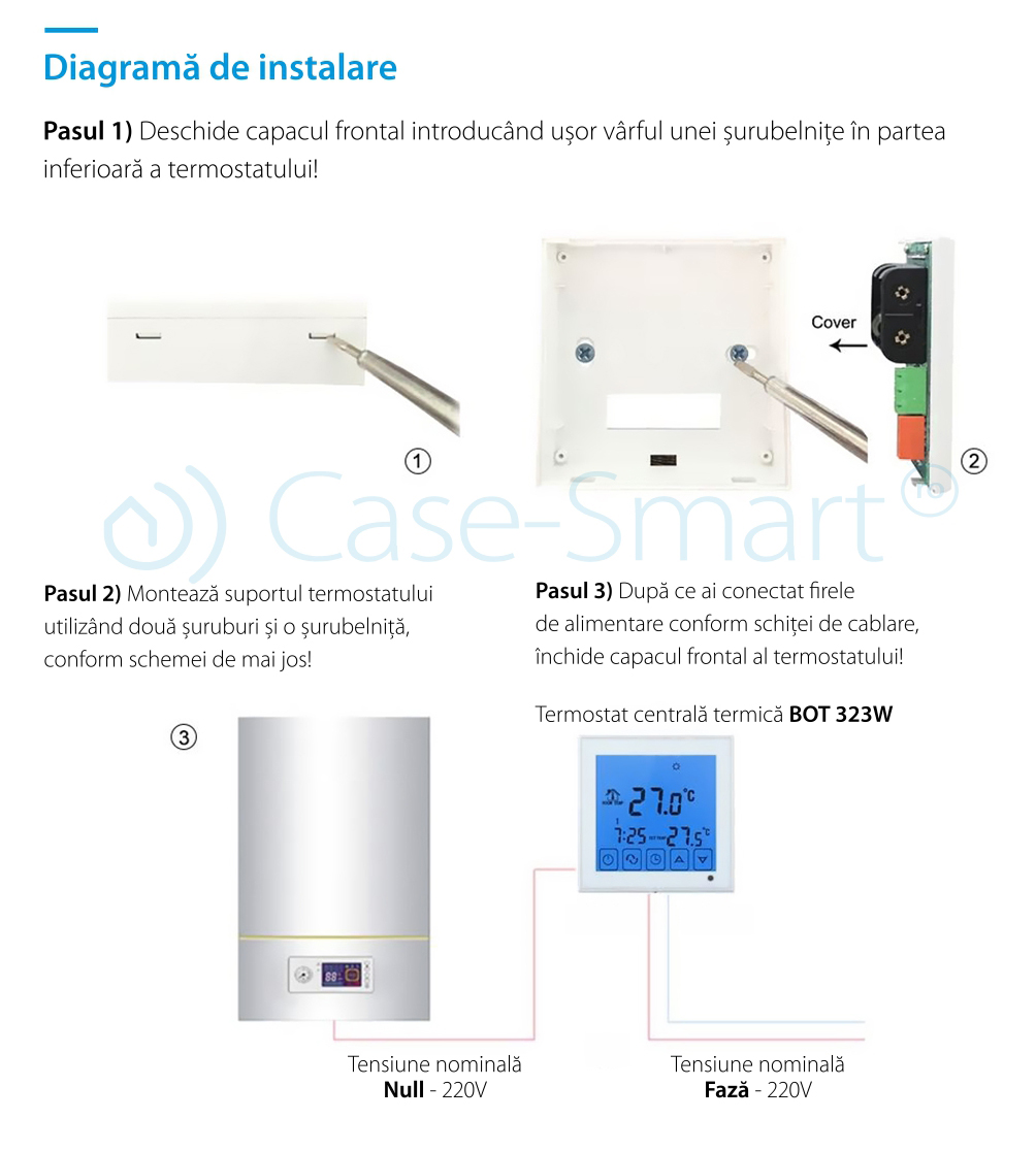 Termostato per caldaia a gas e riscaldamento a pavimento BeOK BOT-323W