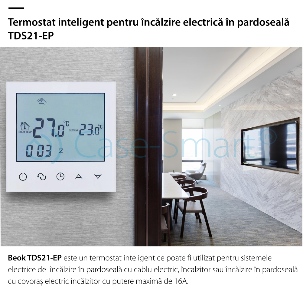Termostato per il riscaldamento elettrico a pavimento BeOK TDS21-EP