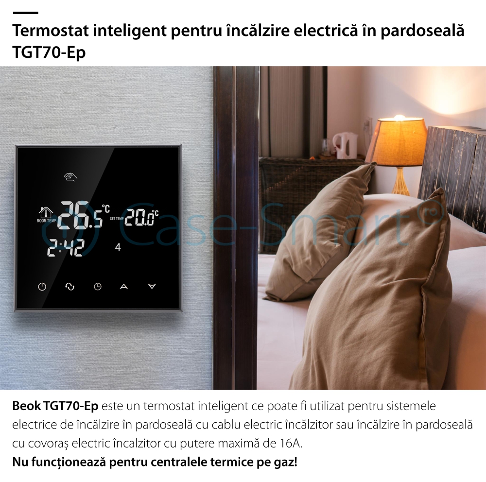 Termostato per riscaldamento a pavimento elettrico Beok  BeOK TGT70-EP