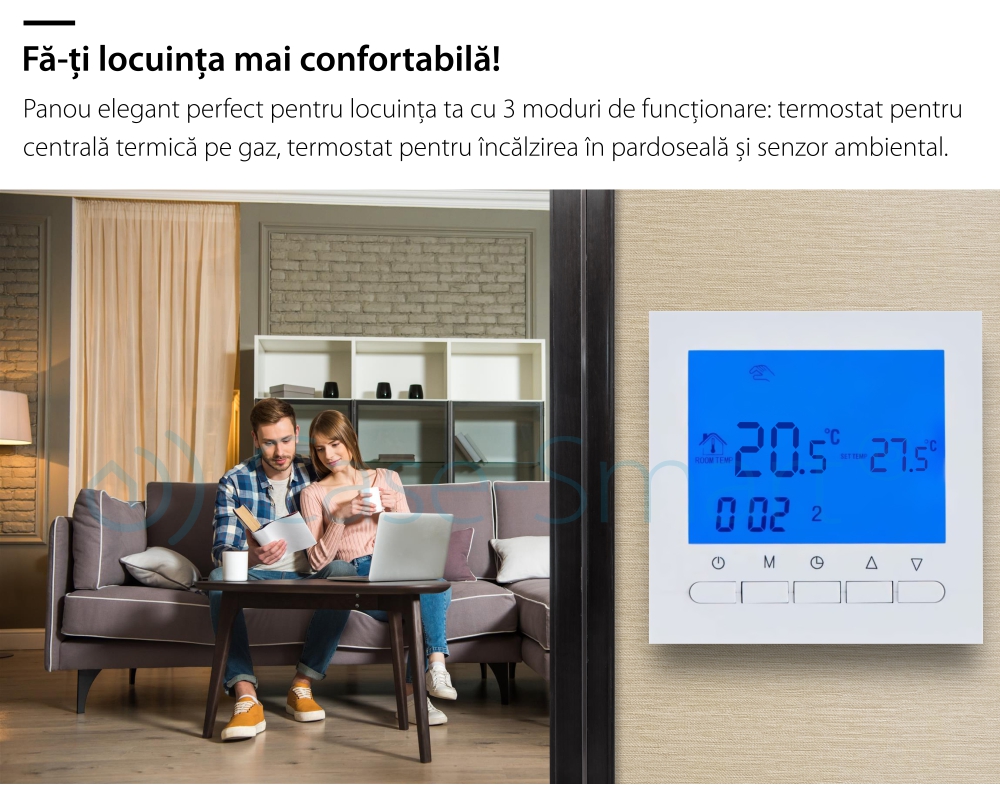 Termostato per caldaia a gas e riscaldamento a pavimento BeOK BOT-313W
