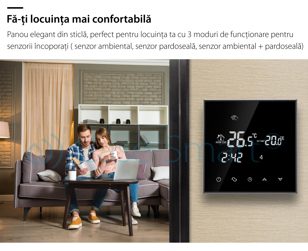Termostato per riscaldamento a pavimento elettrico Beok  BeOK TGT70-EP