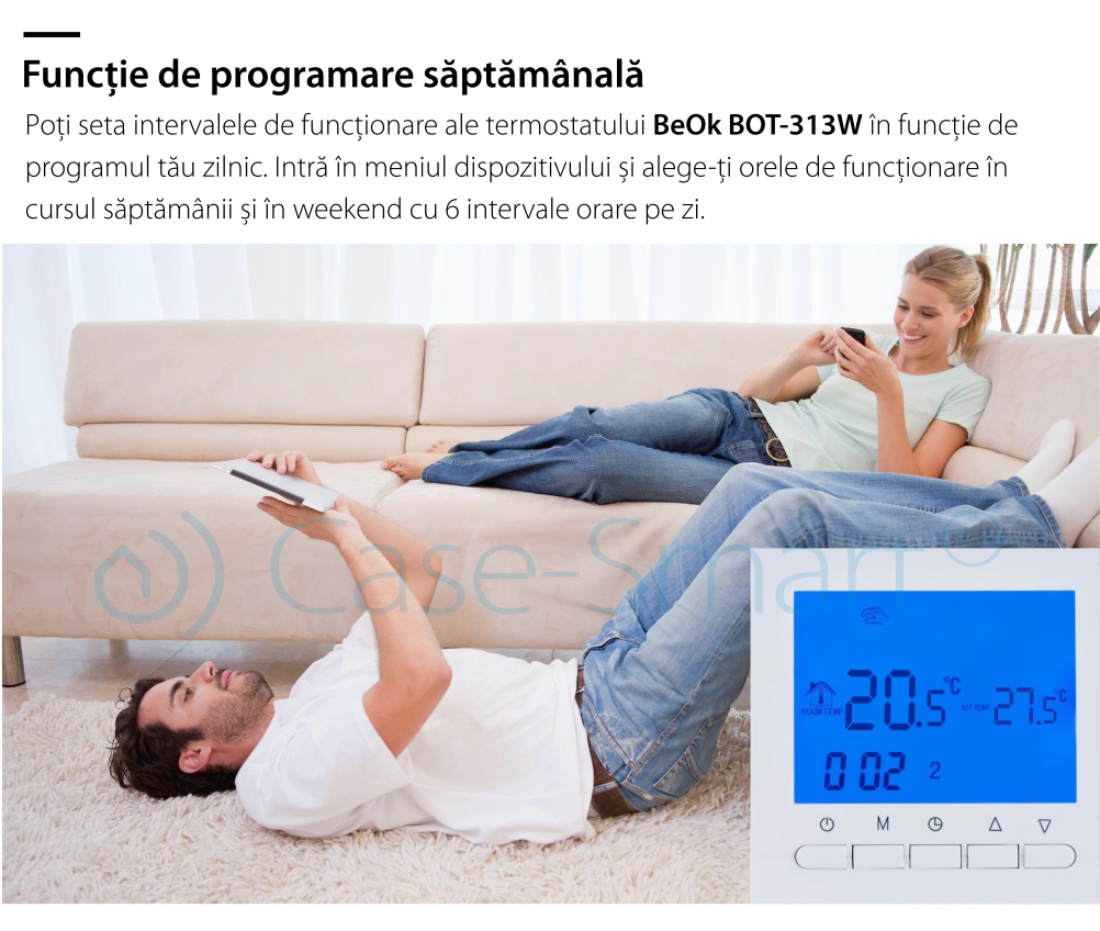 Termostato per caldaia a gas e riscaldamento a pavimento BeOK BOT-313W