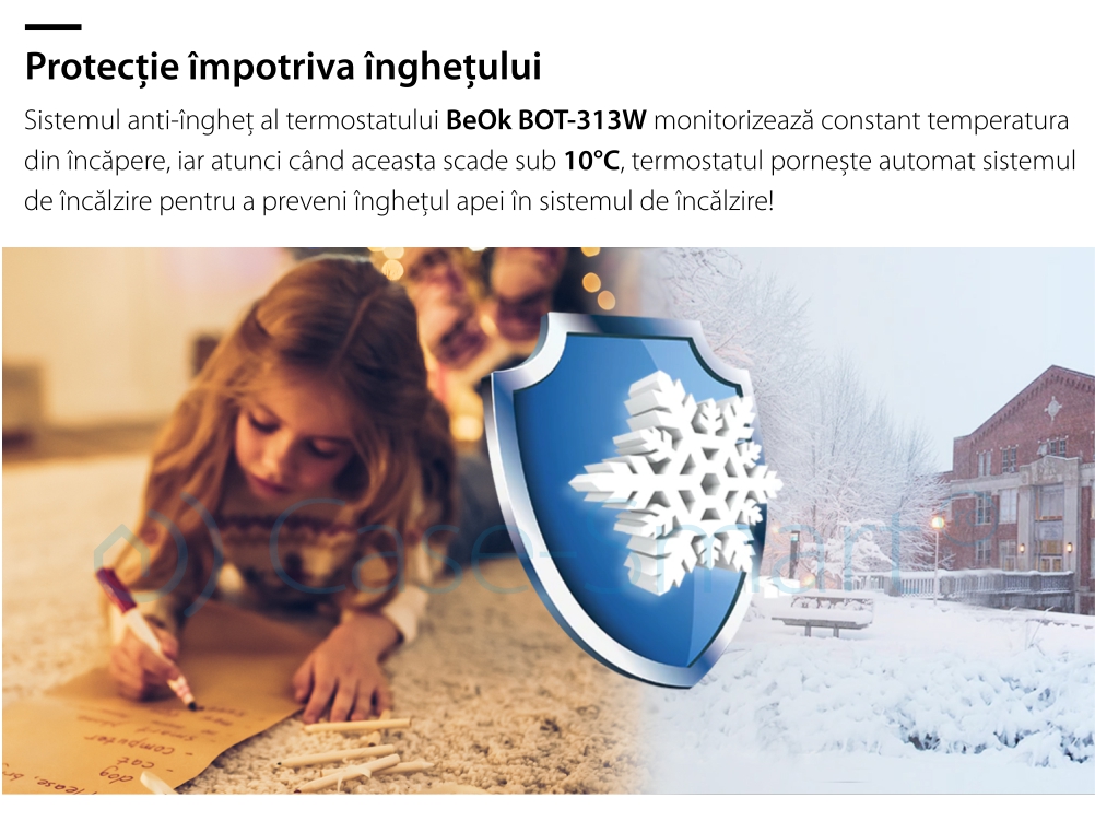 Termostato per caldaia a gas e riscaldamento a pavimento BeOK BOT-313W