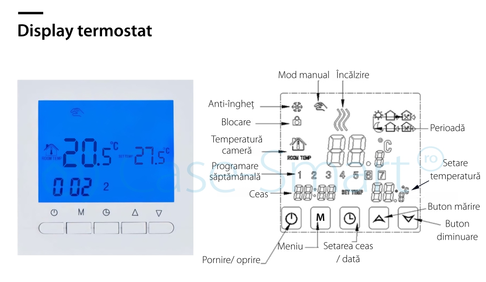Termostato per caldaia a gas e riscaldamento a pavimento BeOK BOT-313W