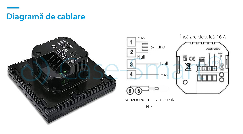 Termostato per riscaldamento a pavimento elettrico Beok  BeOK TGT70-EP